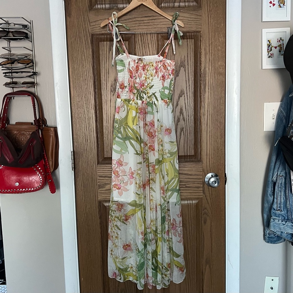 Hawaiian Tie Shoulder Midi Dress